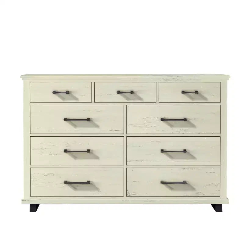 Festivo 2pc Contemporary 9 Drawer Dresser and 24 inch 5 Drawer Chest Set Saw Cut Off-White: Meets ASTM Safety, Bedroom Storage