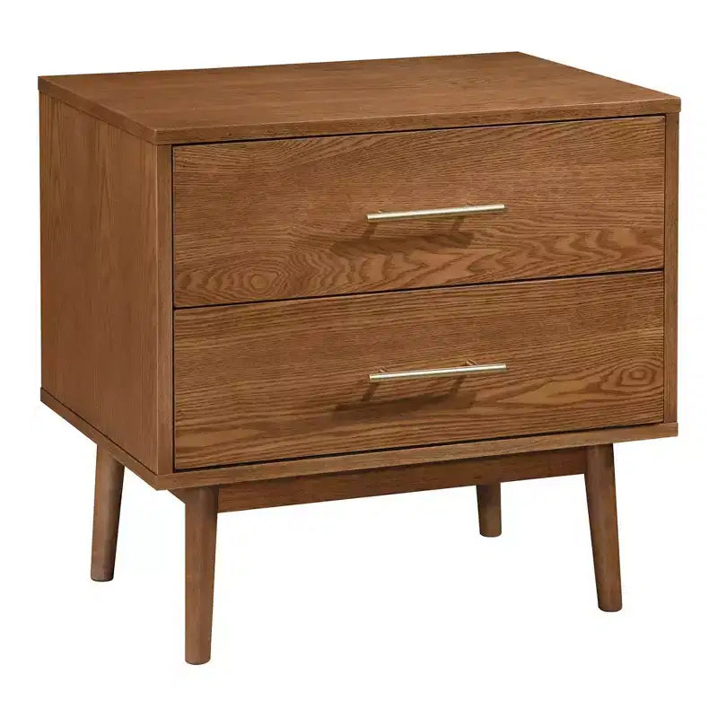 HOMES: Inside + Out 3pc Queen Riverstone Mid-Century Modern Bedroom Set with 2 Nightstands Walnut