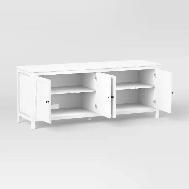 Meuble TV de rangement traditionnel avec portes et étagères pour téléviseurs jusqu'à 65 po Blanc classique - Room EssentialsMC