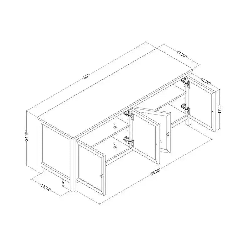 Meuble TV de rangement traditionnel avec portes et étagères pour téléviseurs jusqu'à 65 po Blanc classique - Room EssentialsMC