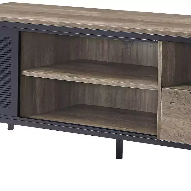 Acme Furniture Nantan TV Stand for TVs up to 50" Rustic Oak/Black Finish