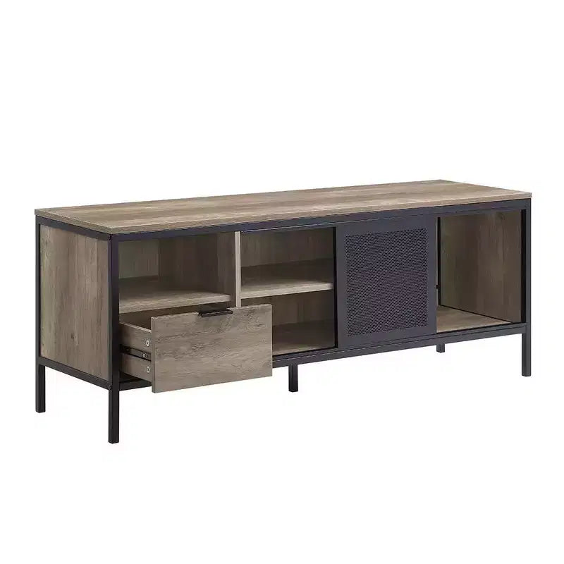 Acme Furniture Nantan TV Stand for TVs up to 50" Rustic Oak/Black Finish