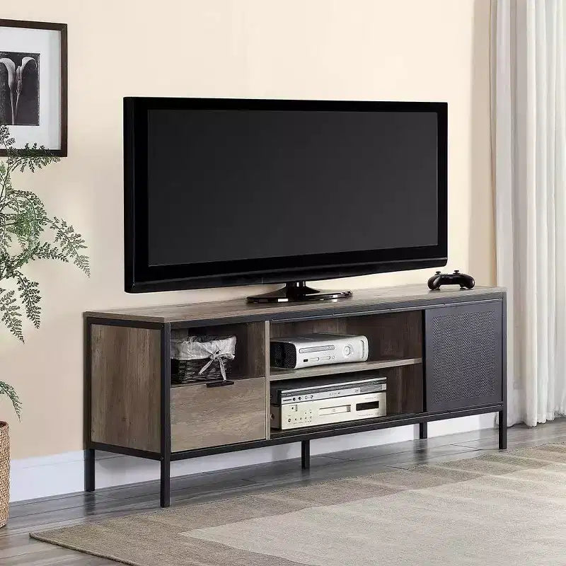 Acme Furniture Nantan TV Stand for TVs up to 50" Rustic Oak/Black Finish