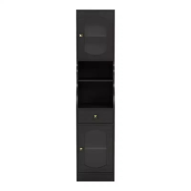 24/7 Shop At Home Jenny 70.8" Pier Cabinet with Drawer Espresso: Transitional Style Media Storage, Adjustable Shelves