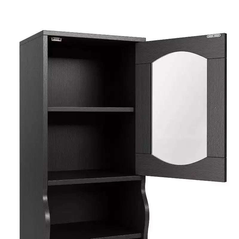 24/7 Shop At Home Jenny 70.8" Pier Cabinet with Drawer Espresso: Transitional Style Media Storage, Adjustable Shelves