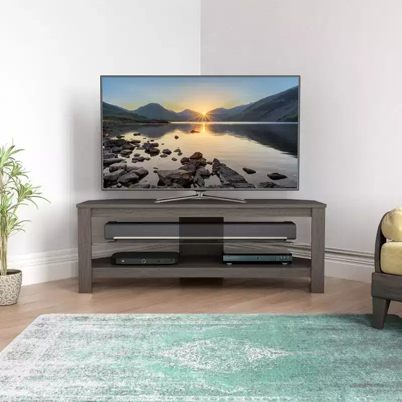 AVF Calibre Corner TV Stand for TVs up to 55" Gray: MDF Frame, Open Shelves, 88 lbs Capacity, 45.3" Width