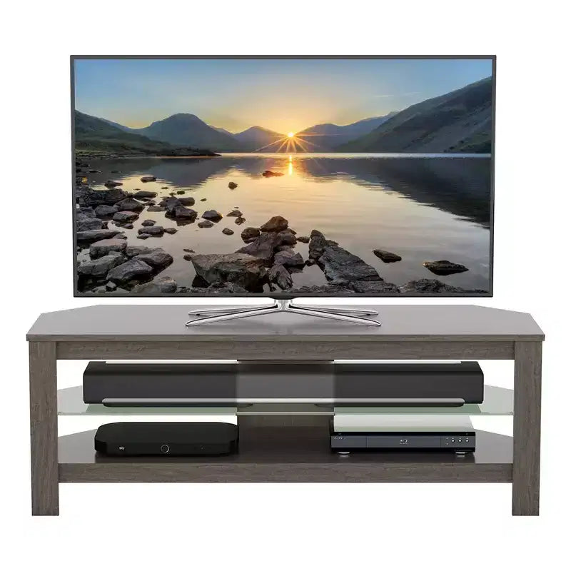 AVF Calibre Corner TV Stand for TVs up to 55" Gray: MDF Frame, Open Shelves, 88 lbs Capacity, 45.3" Width