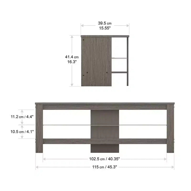 AVF Calibre Corner TV Stand for TVs up to 55" Gray: MDF Frame, Open Shelves, 88 lbs Capacity, 45.3" Width