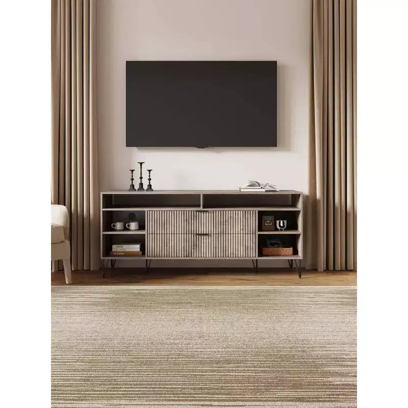Meuble TV Dumbo 160 cm de Manhattan Comfort pour téléviseurs jusqu'à 60", gris rustique
