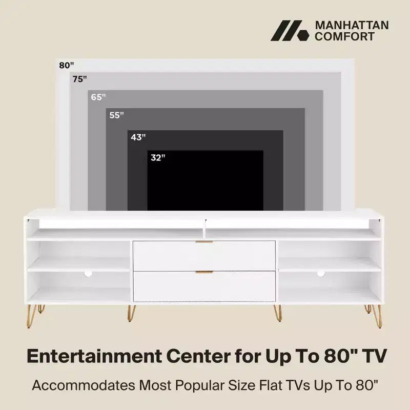 Manhattan Comfort 85" Dumbo TV Stand for TVs up to 80" White