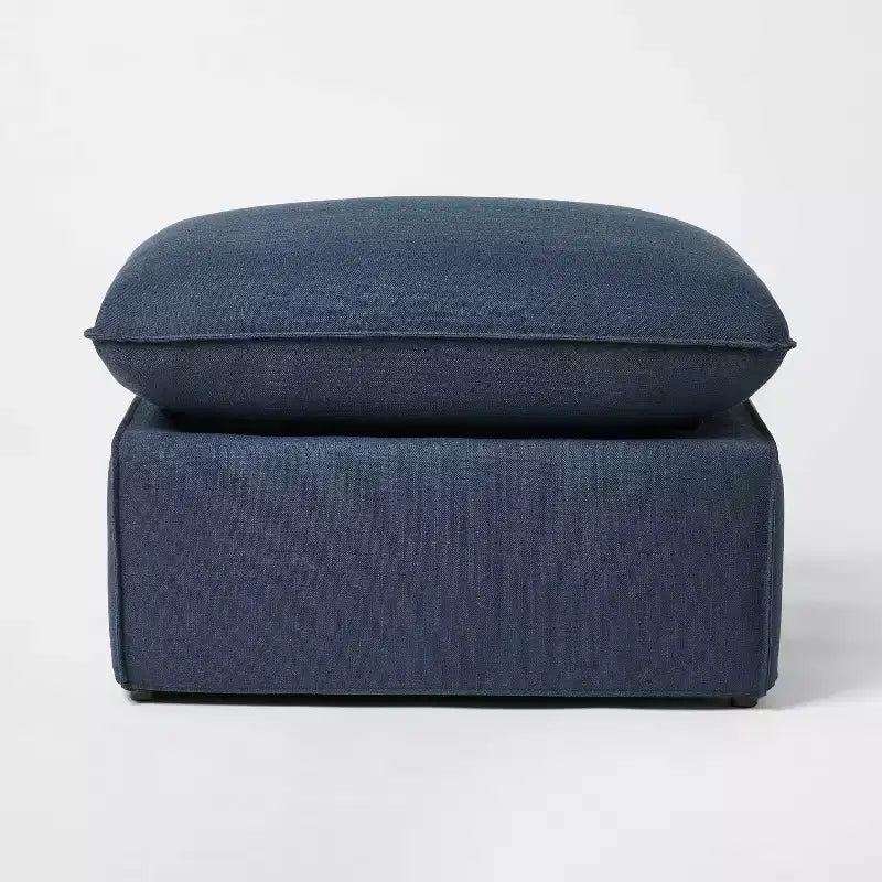 Padded Slipcover Ottoman Blue - Threshold™ designed with Studio McGee
