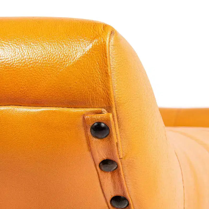 Storied Home Goat Leather Bench Tobacco: Mango Wood Frame, Rectangular Upholstered Ottoman, Adult Assembly