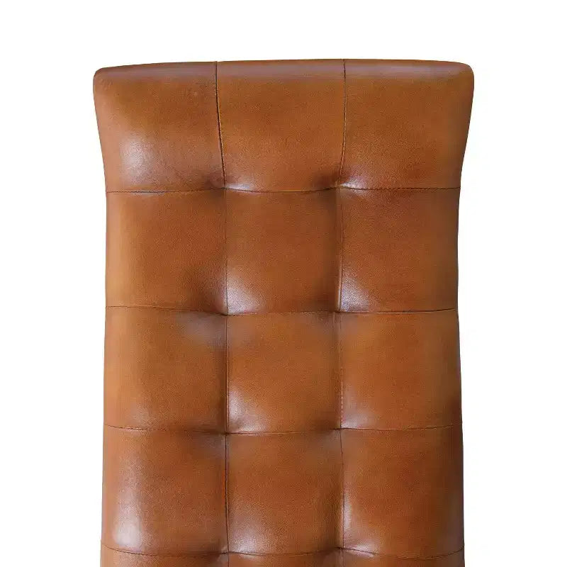 Storied Home Goat Leather Bench Tobacco: Mango Wood Frame, Rectangular Upholstered Ottoman, Adult Assembly