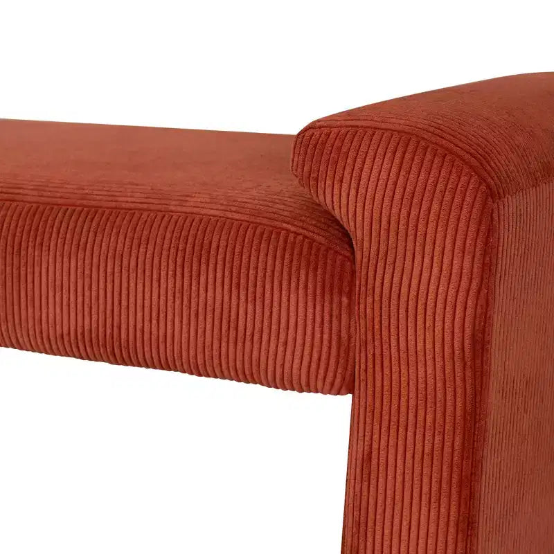 Banc capitonné Linon Linn en velours côtelé rouille
