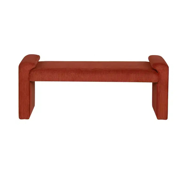 Banc capitonné Linon Linn en velours côtelé rouille