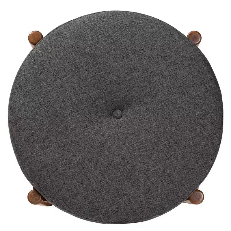 Iliana Fabric and Wood Ottoman Footstool Dark Gray/Walnut Brown - Baxton Studio