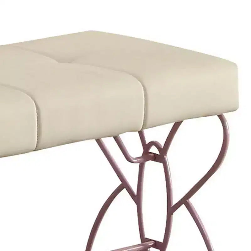 Priya II 32" Ottomans and Benches White/Light Purple - Acme Furniture: Tufted Upholstered Rectangle with Metal Frame