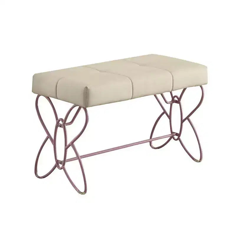 Priya II 32" Ottomans and Benches White/Light Purple - Acme Furniture: Tufted Upholstered Rectangle with Metal Frame