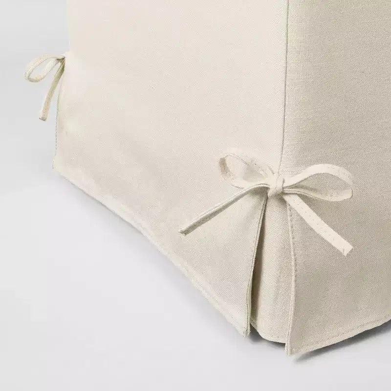 Lynwood Slipcover Cube Ottoman with Tie Details Cream - Threshold™ designed with Studio McGee