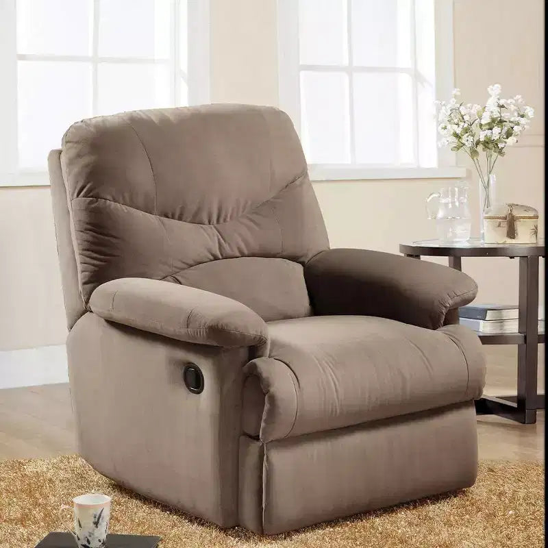 35" Arcadia Active Sitting Chair Light Brown Microfiber: Recliner, Easy Reach Handle - Acme Furniture