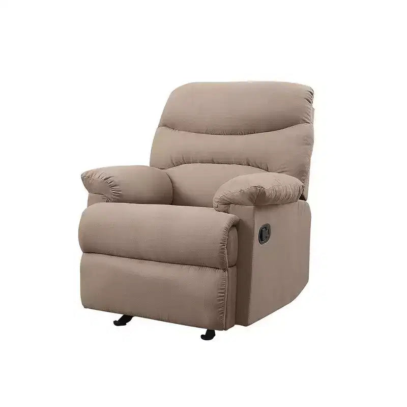 35" Arcadia Active Sitting Chair Light Brown Microfiber: Recliner, Easy Reach Handle - Acme Furniture