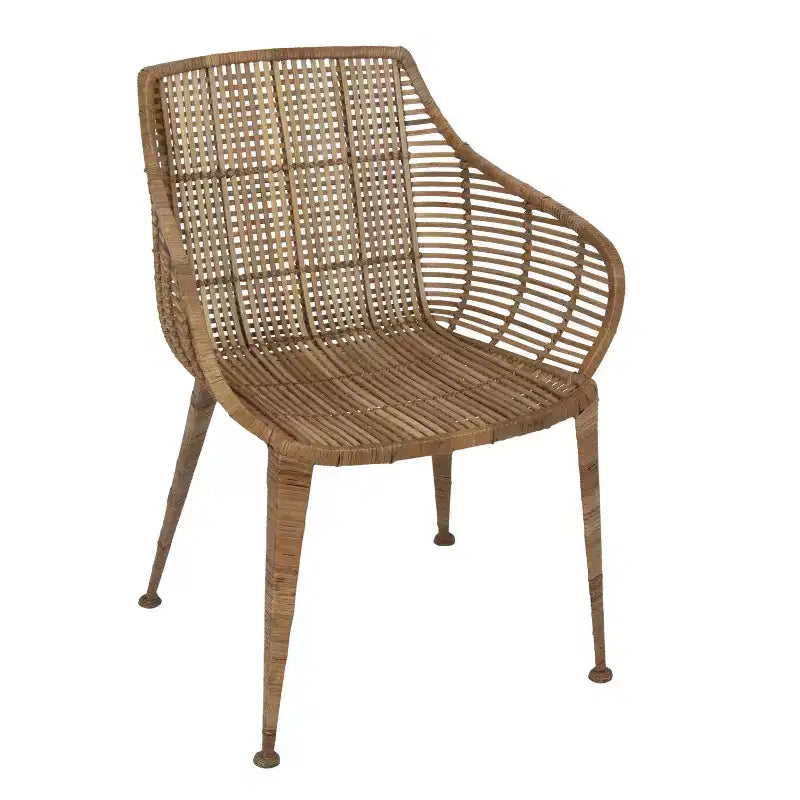 Fauteuil en rotin Storied Home Naturel : Structure en fer forgé, Aucun assemblage, Entretien à sec, Usage adulte