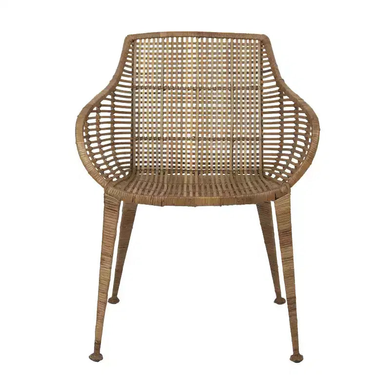 Fauteuil en rotin Storied Home Naturel : Structure en fer forgé, Aucun assemblage, Entretien à sec, Usage adulte