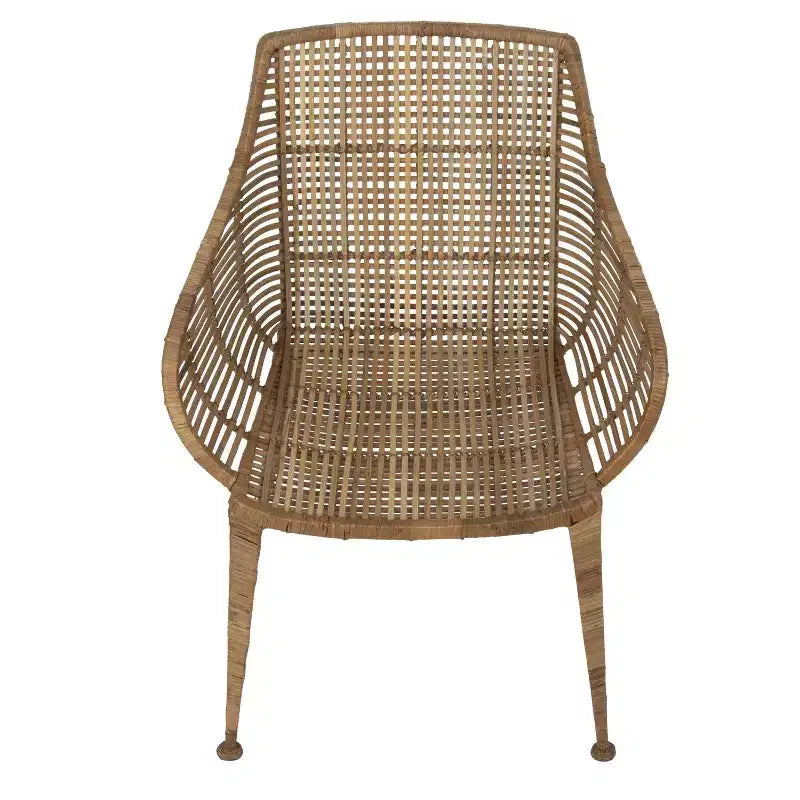 Fauteuil en rotin Storied Home Naturel : Structure en fer forgé, Aucun assemblage, Entretien à sec, Usage adulte