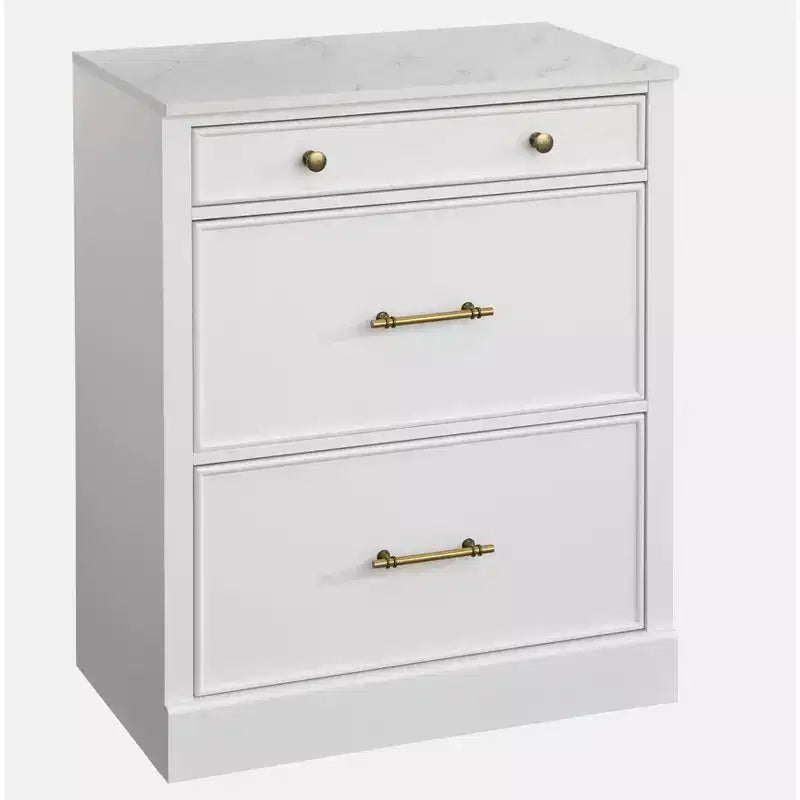 Lifestorey 2pc Harrington Modular Faux Marble Office Cabinet Set Hutch White: Farmhouse Style, Faux Marble Surface, MDF Construction
