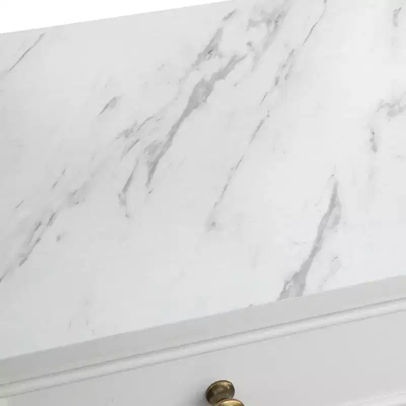 Lifestorey 2pc Harrington Modular Faux Marble Office Cabinet Set Hutch White: Farmhouse Style, Faux Marble Surface, MDF Construction