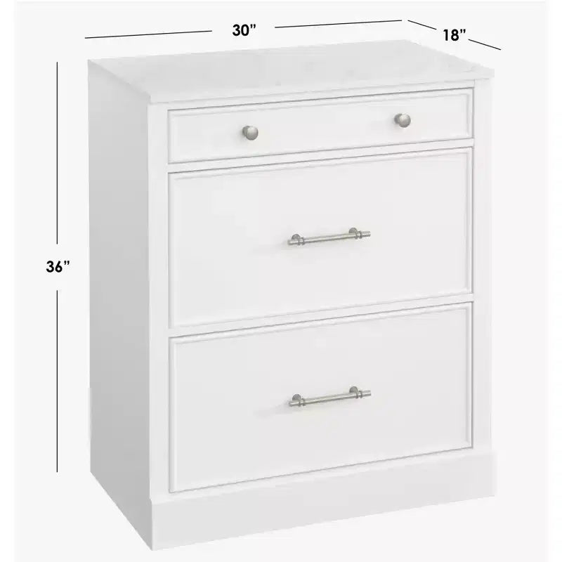 Lifestorey 2pc Harrington Modular Faux Marble Office Cabinet Set Hutch White: Farmhouse Style, Faux Marble Surface, MDF Construction
