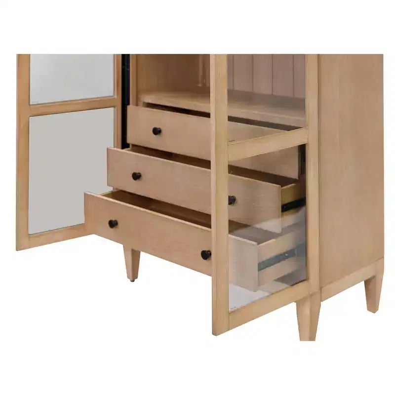 78" Modern Wood Arched Bookcase Laurel Collection Light Brown - Martin Furniture: Vertical Storage, 3 Drawers