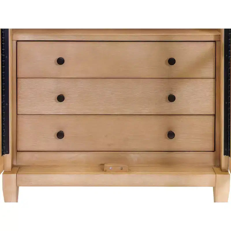 78" Modern Wood Arched Bookcase Laurel Collection Light Brown - Martin Furniture: Vertical Storage, 3 Drawers