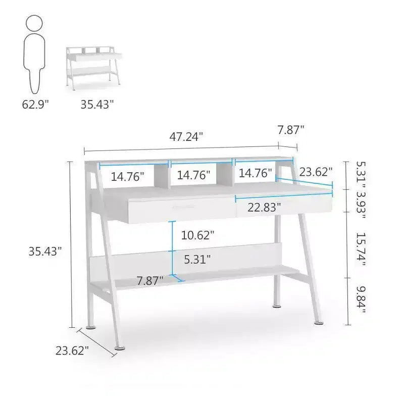 LITTLE TREE Bureau d'ordinateur moderne 47" blanc