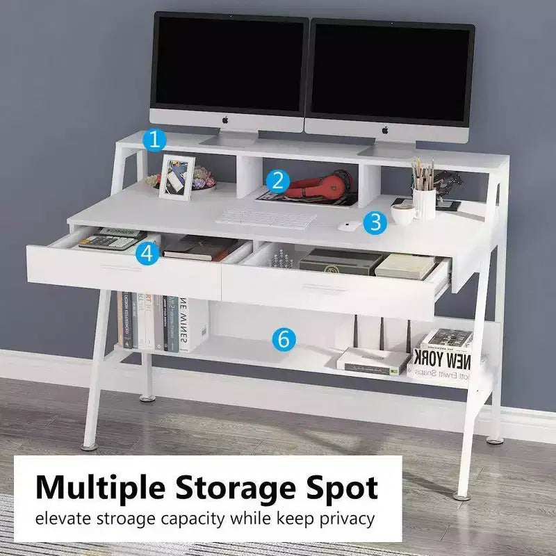 LITTLE TREE Bureau d'ordinateur moderne 47" blanc