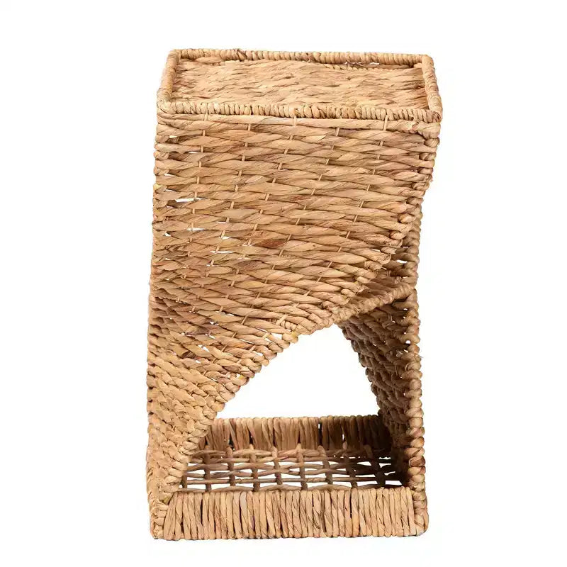 bali & pari Table d'appoint Pelléas en jonc de mer : Structure métallique, étagères Hélix, entièrement assemblée