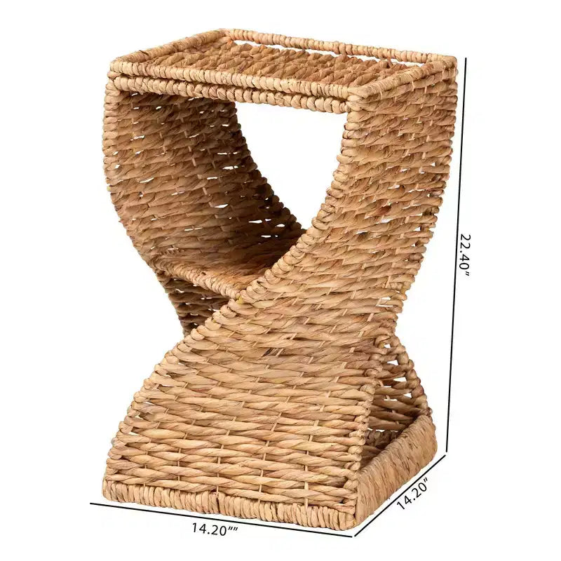 bali & pari Table d'appoint Pelléas en jonc de mer : Structure métallique, étagères Hélix, entièrement assemblée