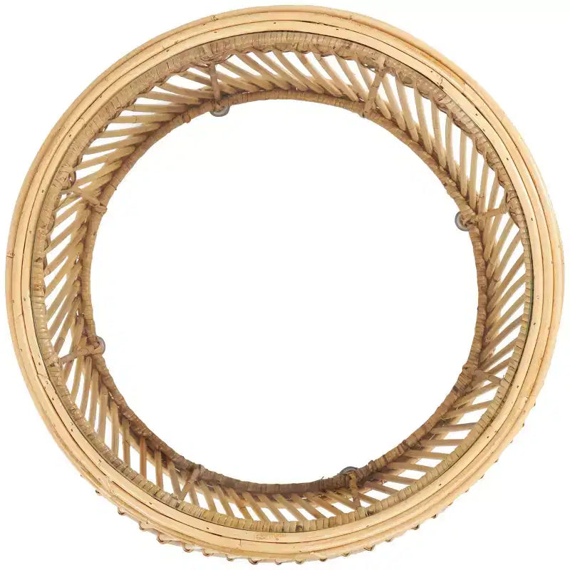 Olivia & May Rattan Handmade Wavy Woven Accent Table: No Assembly, Indoor Use, Coastal Style