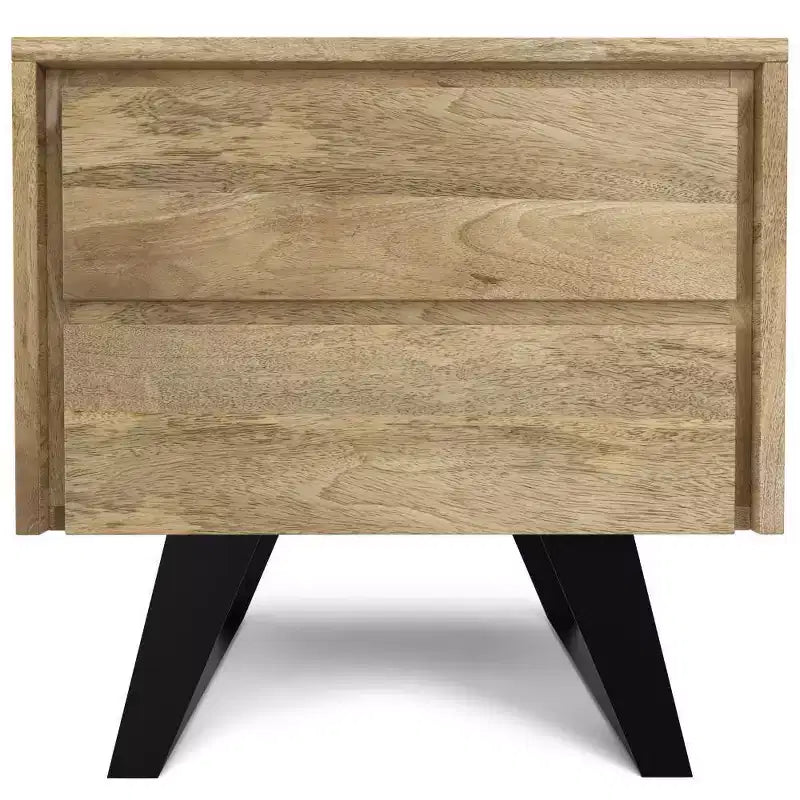 WyndenHall Mitchell Side Table Natural: Mango Wood, Modern Industrial Design, Metal Hardware, Storage Drawer