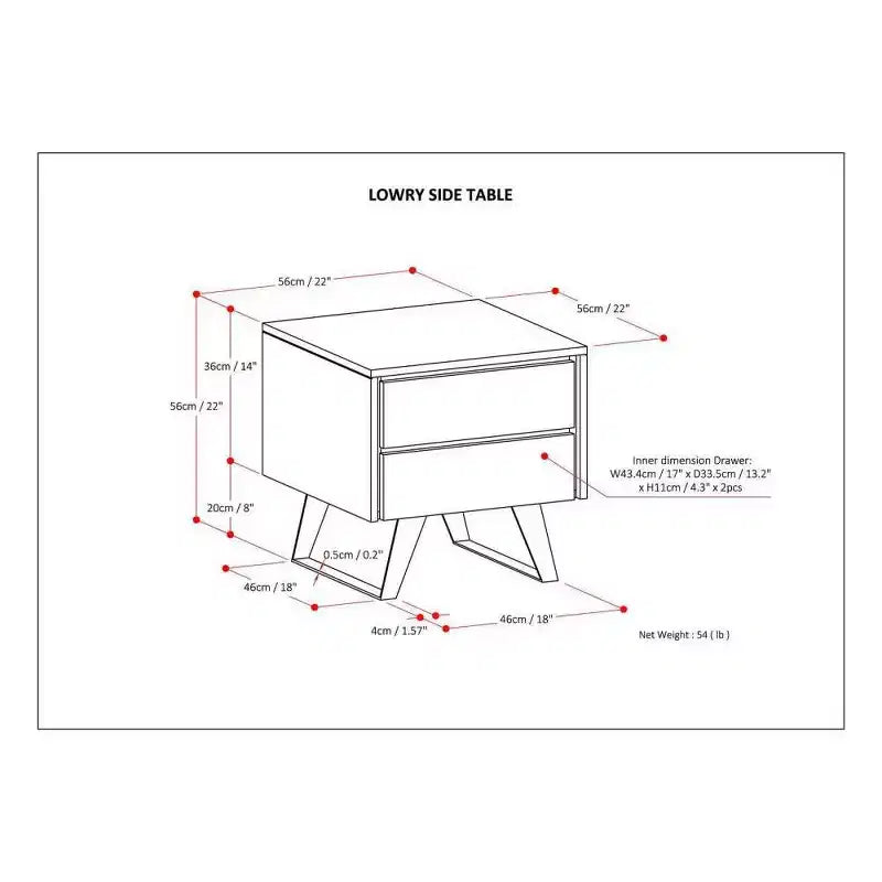 WyndenHall Mitchell Side Table Natural: Mango Wood, Modern Industrial Design, Metal Hardware, Storage Drawer