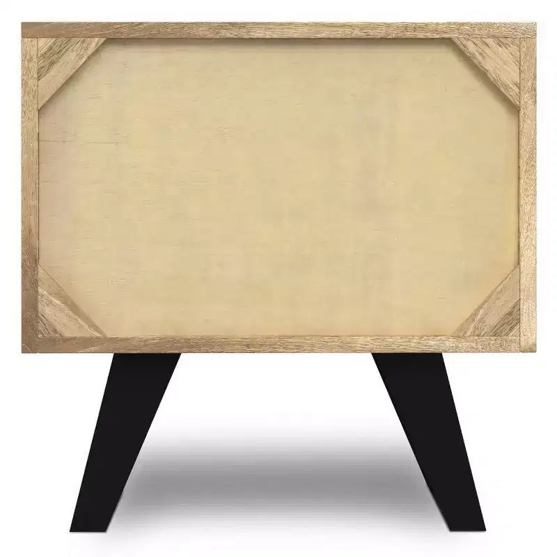 WyndenHall Mitchell Side Table Natural: Mango Wood, Modern Industrial Design, Metal Hardware, Storage Drawer