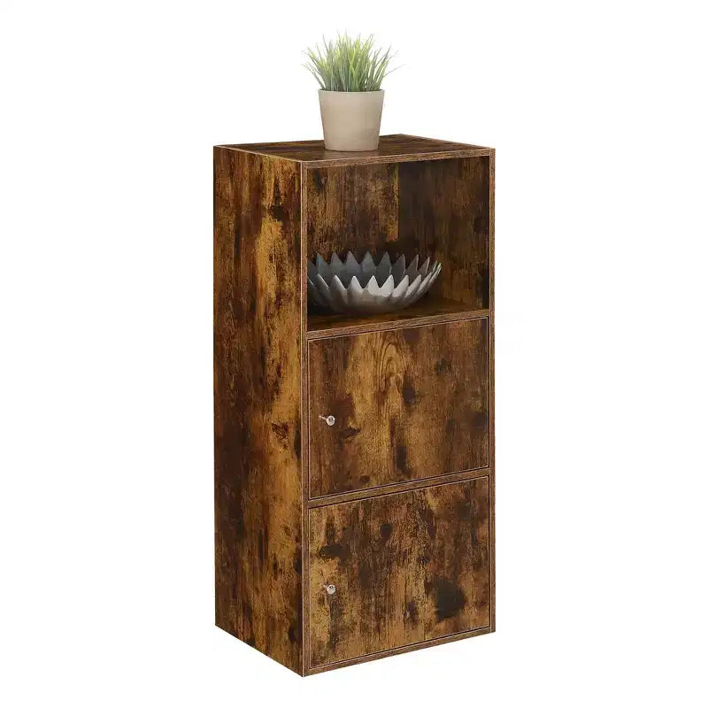 Extra Storage 2 Door Cabinet with Shelf Barnwood - Breighton Home: Magnetic Latches, Office & Bathroom Organizer
