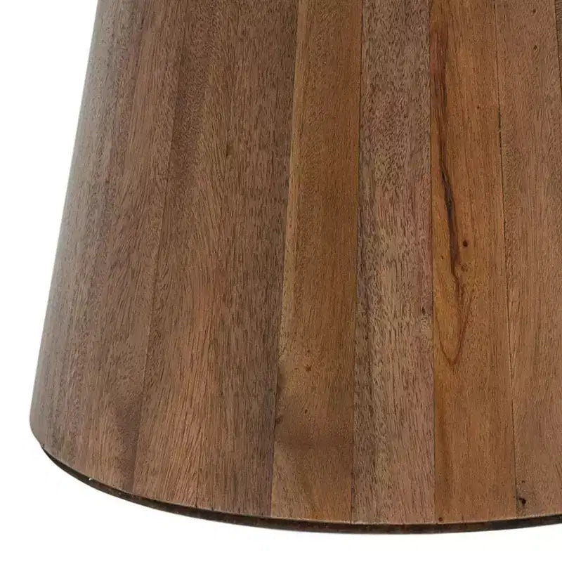 East at Main 16" Cinched Wood Drum Table Walnut: Handcrafted, Mango, No Assembly Required