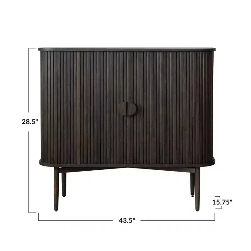 Storied Home Oak 28.5" Tall 2 Door Decorative Storage Cabinet: Rubberwood & MDF, No Assembly Required