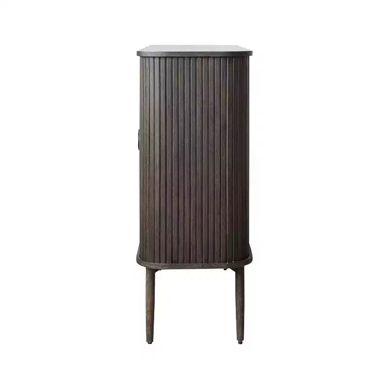 Storied Home Oak 28.5" Tall 2 Door Decorative Storage Cabinet: Rubberwood & MDF, No Assembly Required