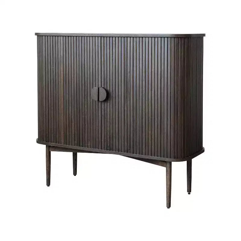 Storied Home Oak 28.5" Tall 2 Door Decorative Storage Cabinet: Rubberwood & MDF, No Assembly Required