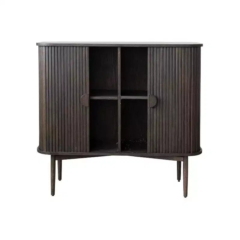 Storied Home Oak 28.5" Tall 2 Door Decorative Storage Cabinet: Rubberwood & MDF, No Assembly Required