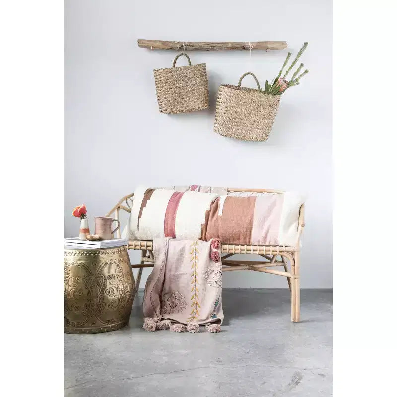Storied Home Debossed Metal Drum Side Accent Table Brass Finish: No Assembly, Iron Frame & Top, Round Shape