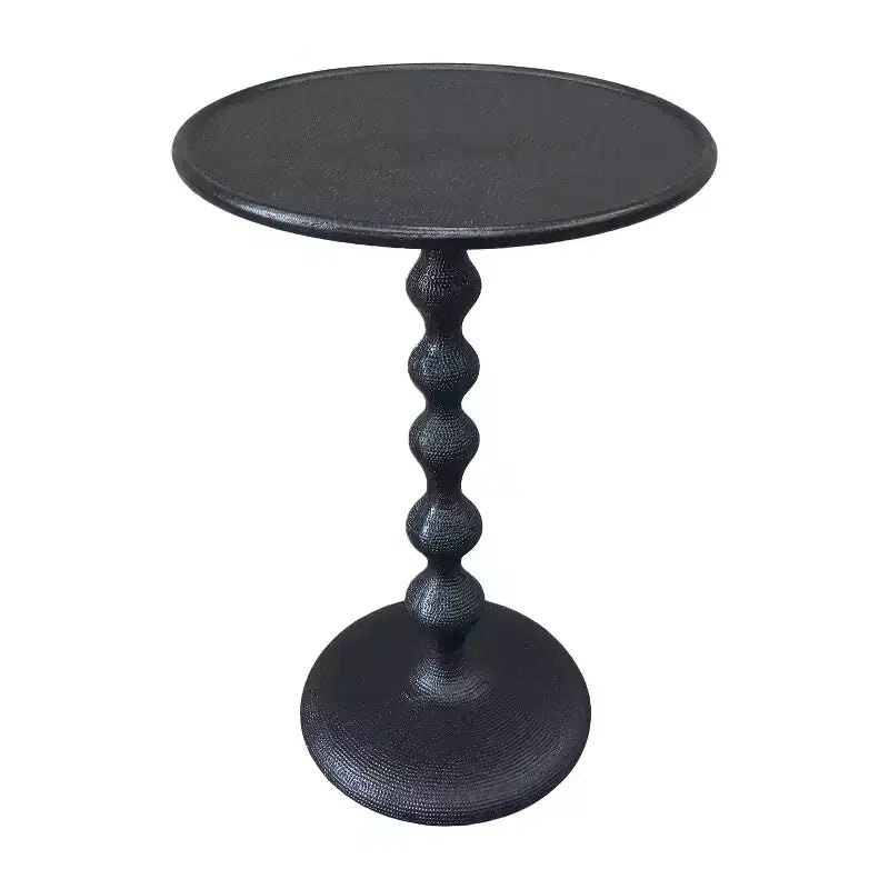 The Urban Port 22" Round Side End Table Cast Aluminum with Hammered Texture Black