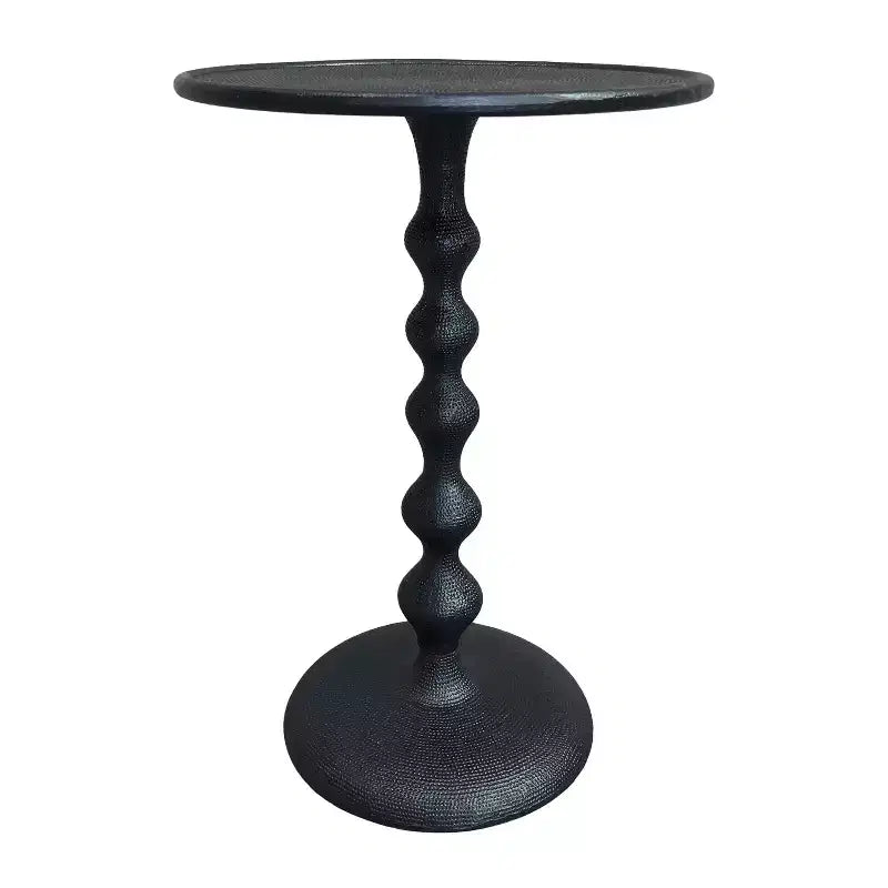 The Urban Port 22" Round Side End Table Cast Aluminum with Hammered Texture Black